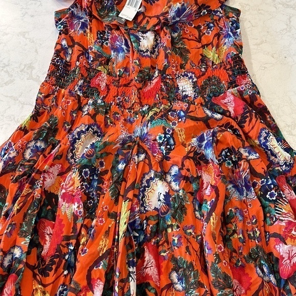 Chelsea&Theodore Peasant Maxi Dress Voile Red Multi Adjustable Neckline 3X Boho - Picture 3 of 16